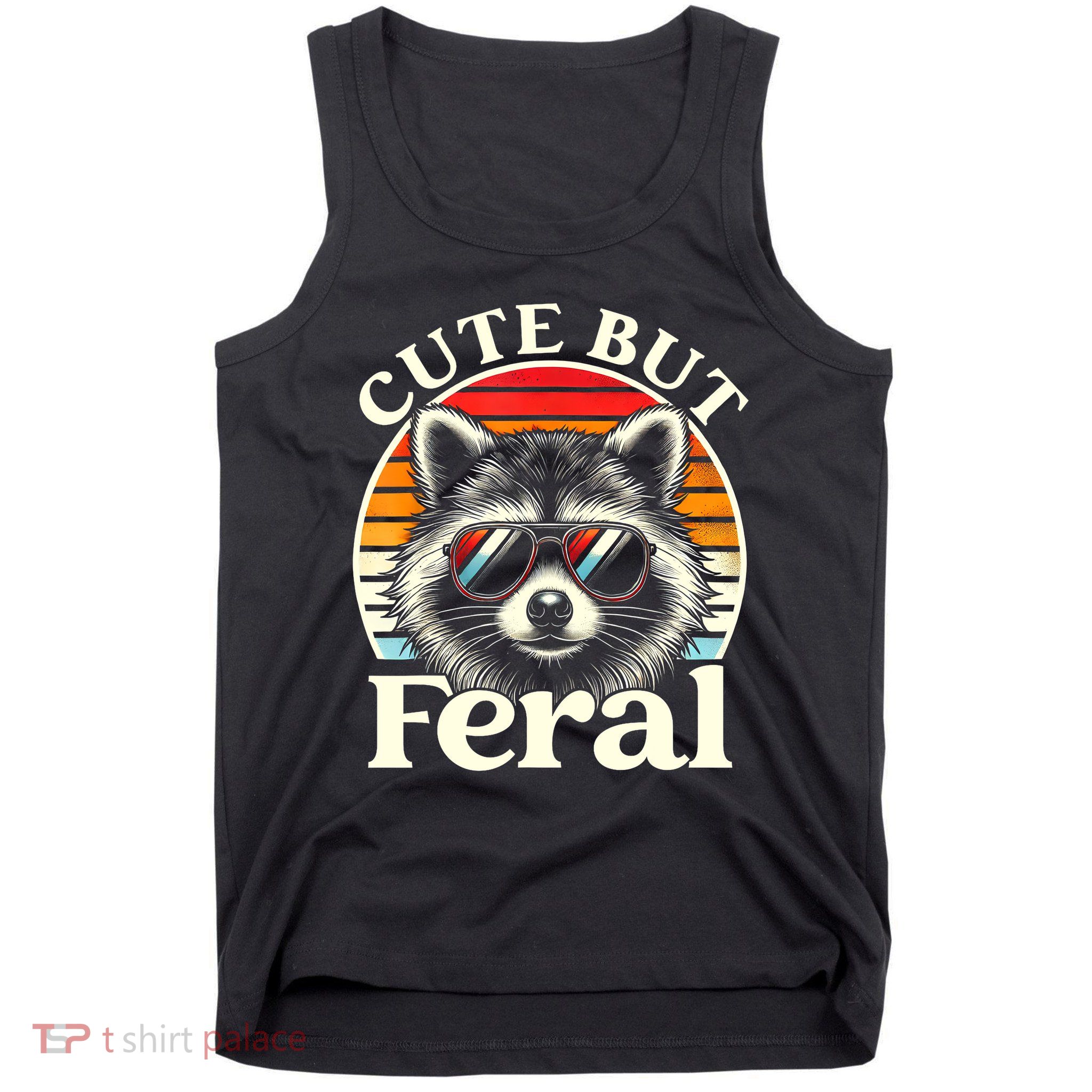 Kids Racoon Tee Cute But Feral Raccoon Funny Toddler Boy Tank Top
