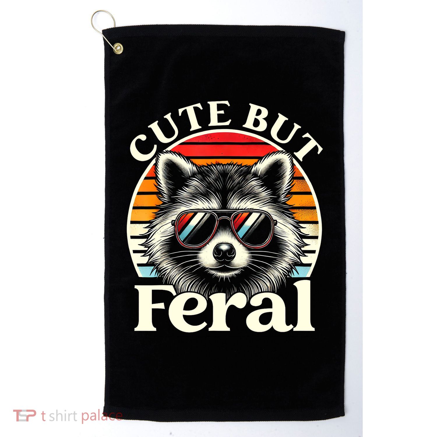 Kids Racoon Tee Cute But Feral Raccoon Funny Toddler Boy Golf Towel