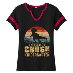 Kids Ready To Crush Kindergarten T Rex Dinosaur Ladies Halftime Notch Neck Tee