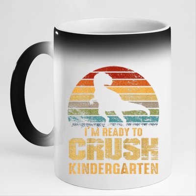 Kids Ready To Crush Kindergarten T Rex Dinosaur 11oz Black Color Changing Mug