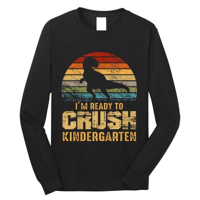 Kids Ready To Crush Kindergarten T Rex Dinosaur Long Sleeve Shirt