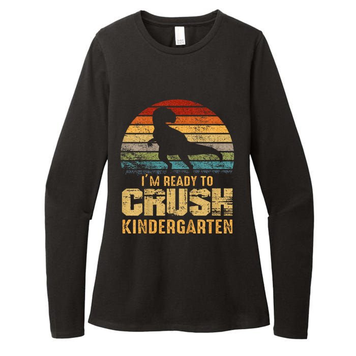 Kids Ready To Crush Kindergarten T Rex Dinosaur Womens CVC Long Sleeve Shirt