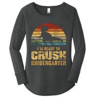 Kids Ready To Crush Kindergarten T Rex Dinosaur Women's Perfect Tri Tunic Long Sleeve Shirt