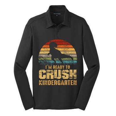 Kids Ready To Crush Kindergarten T Rex Dinosaur Silk Touch Performance Long Sleeve Polo