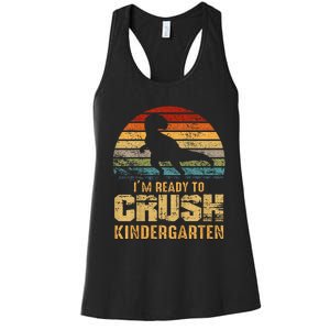 Kids Ready To Crush Kindergarten T Rex Dinosaur Women's Racerback Tank