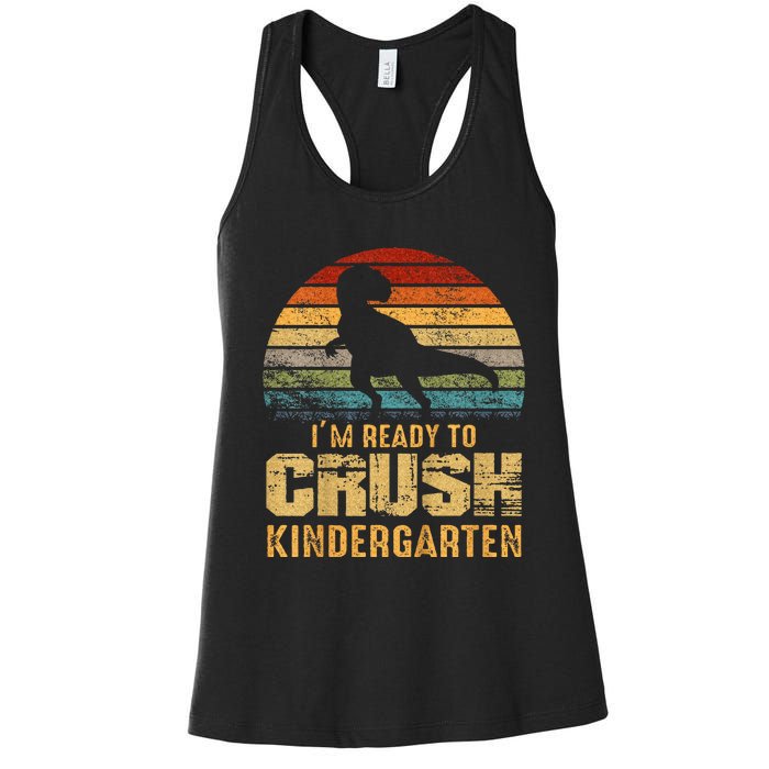 Kids Ready To Crush Kindergarten T Rex Dinosaur Women's Racerback Tank