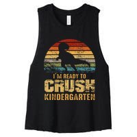 Kids Ready To Crush Kindergarten T Rex Dinosaur Women's Racerback Cropped Tank