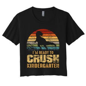 Kids Ready To Crush Kindergarten T Rex Dinosaur Women's Crop Top Tee