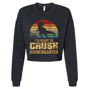 Kids Ready To Crush Kindergarten T Rex Dinosaur Cropped Pullover Crew