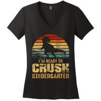 Kids Ready To Crush Kindergarten T Rex Dinosaur Women's V-Neck T-Shirt