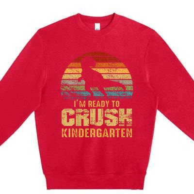 Kids Ready To Crush Kindergarten T Rex Dinosaur Premium Crewneck Sweatshirt