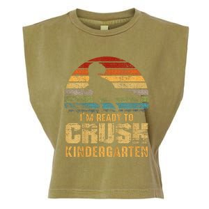 Kids Ready To Crush Kindergarten T Rex Dinosaur Garment-Dyed Women's Muscle Tee