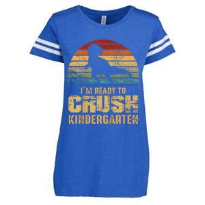 Kids Ready To Crush Kindergarten T Rex Dinosaur Enza Ladies Jersey Football T-Shirt