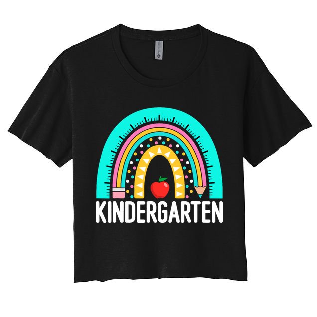 Kindergarten Rainbow Teacher Team Kindergarten Crew Girl Boy Crop Top