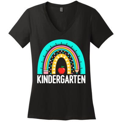 Kindergarten Rainbow Teacher Team Kindergarten Crew Girl Boy Women's V-Neck T-Shirt