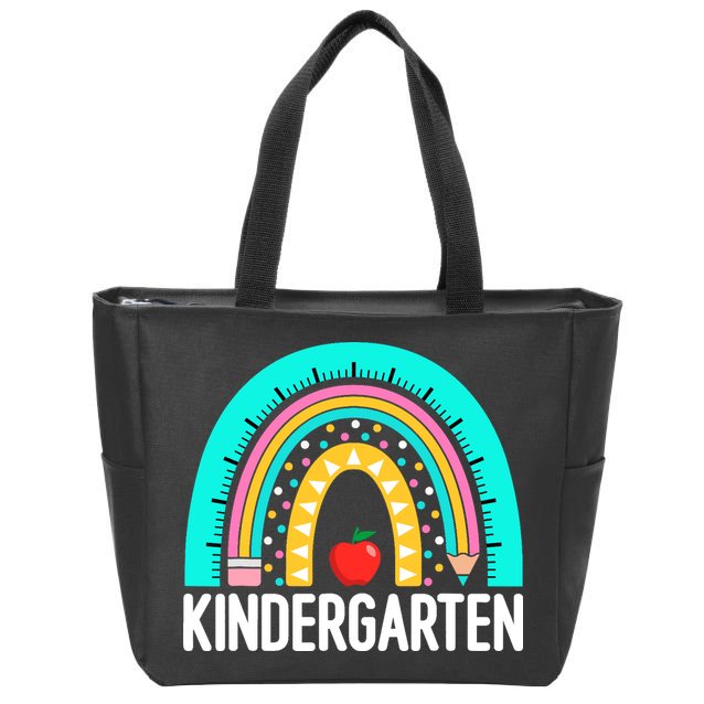 Kindergarten Rainbow Teacher Team Kindergarten Crew Girl Boy Zip Tote Bag