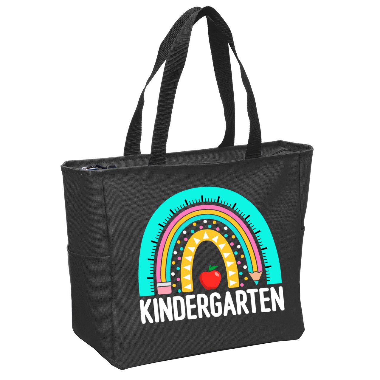 Kindergarten Rainbow Teacher Team Kindergarten Crew Girl Boy Zip Tote Bag