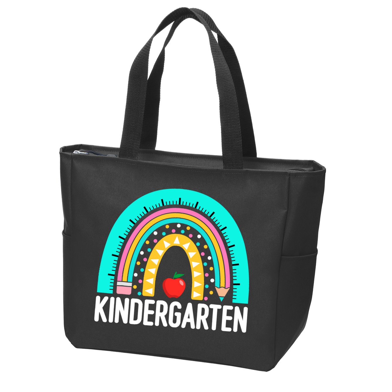 Kindergarten Rainbow Teacher Team Kindergarten Crew Girl Boy Zip Tote Bag