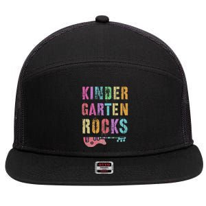 Kindergarten Rocks Teacher Crew Rock Star Kinder Team 7 Panel Mesh Trucker Snapback Hat