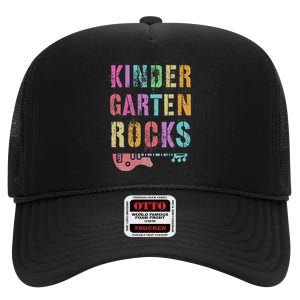 Kindergarten Rocks Teacher Crew Rock Star Kinder Team High Crown Mesh Back Trucker Hat