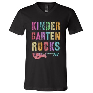 Kindergarten Rocks Teacher Crew Rock Star Kinder Team V-Neck T-Shirt