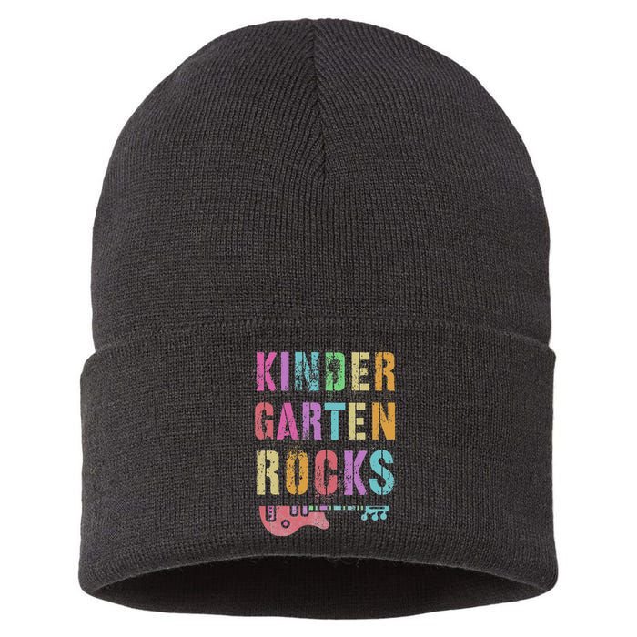 Kindergarten Rocks Teacher Crew Rock Star Kinder Team Sustainable Knit Beanie