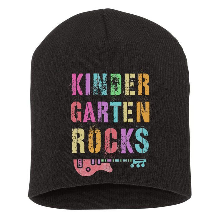 Kindergarten Rocks Teacher Crew Rock Star Kinder Team Short Acrylic Beanie