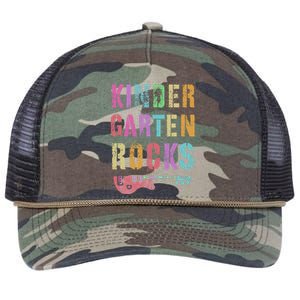 Kindergarten Rocks Teacher Crew Rock Star Kinder Team Retro Rope Trucker Hat Cap