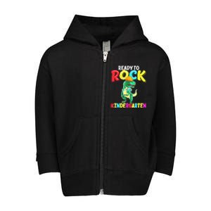 Kindergarten Ready To Rock Dinosaur Back To School Outfit Toddler Zip Fleece Hoodie