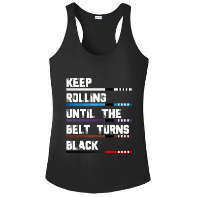 Keep Rolling Until The Belt Turns Black Brazilian Jiujitsu Ladies PosiCharge Competitor Racerback Tank