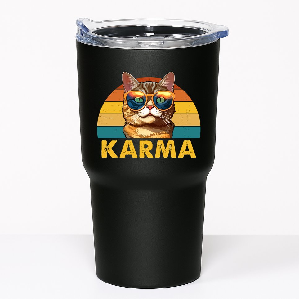 Karma Retro Vintage Sunset Cat Tumbler
