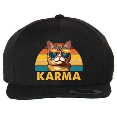 Karma Retro Vintage Sunset Cat Wool Snapback Cap