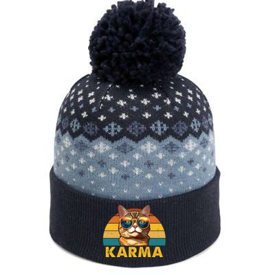 Karma Retro Vintage Sunset Cat The Baniff Cuffed Pom Beanie