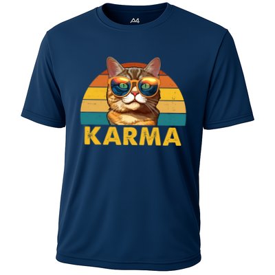 Karma Retro Vintage Sunset Cat Performance Shirt