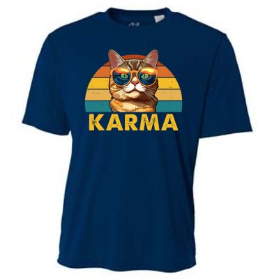 Karma Retro Vintage Sunset Cat Cooling Performance Crew T-Shirt