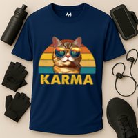 Karma Retro Vintage Sunset Cat Performance Shirt