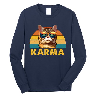 Karma Retro Vintage Sunset Cat Long Sleeve Shirt