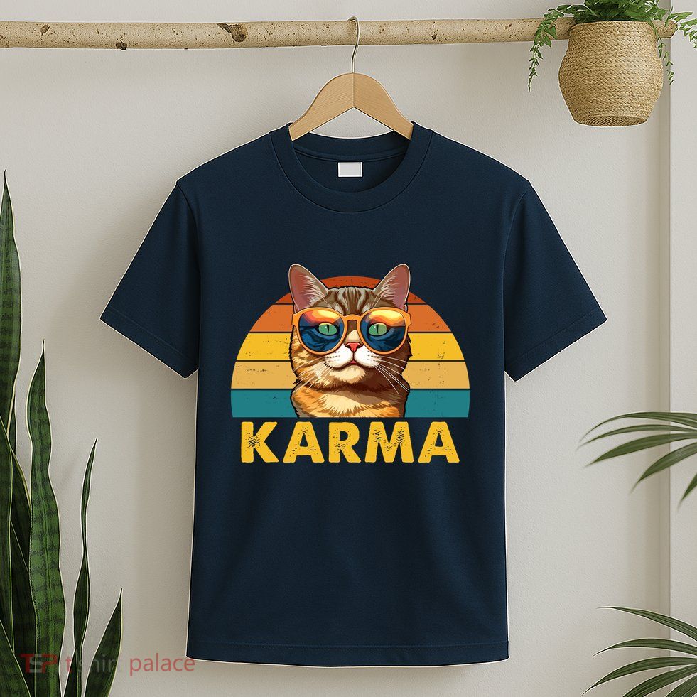 Karma Retro Vintage Sunset Cat T-Shirt