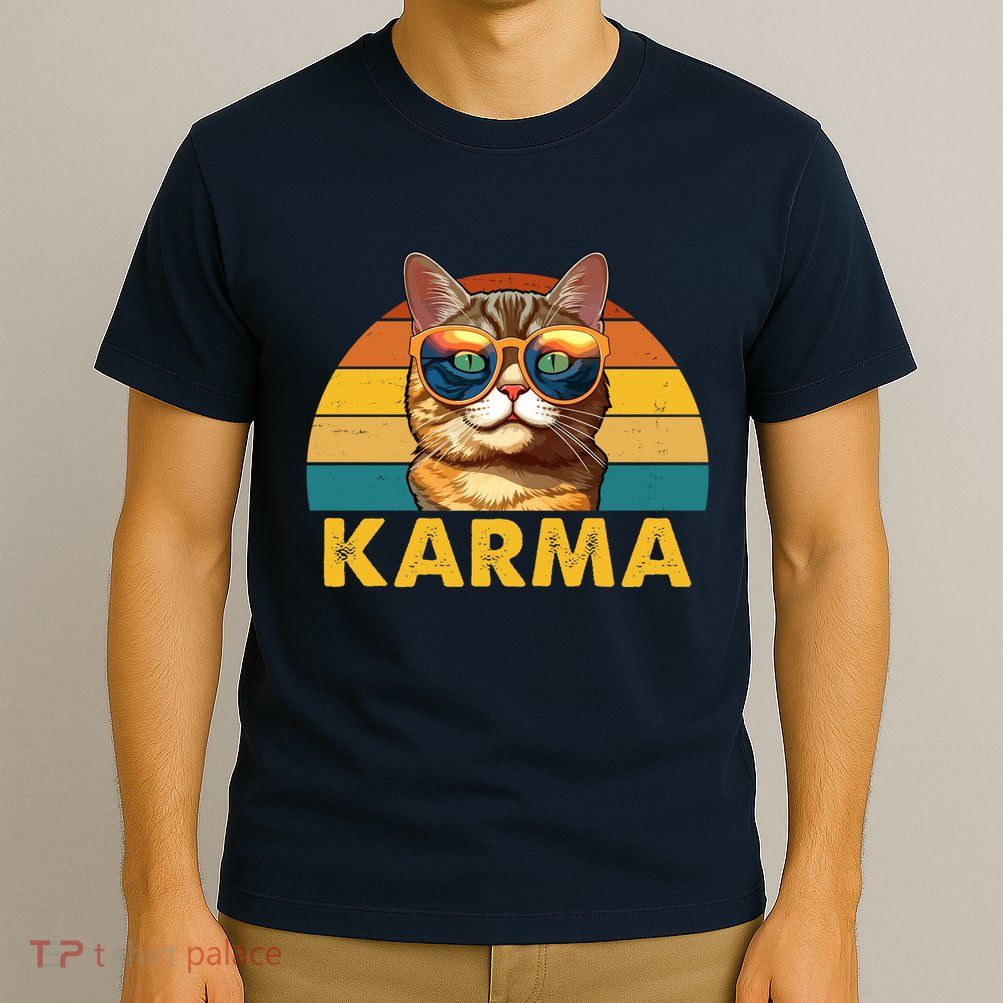 Karma Retro Vintage Sunset Cat T-Shirt