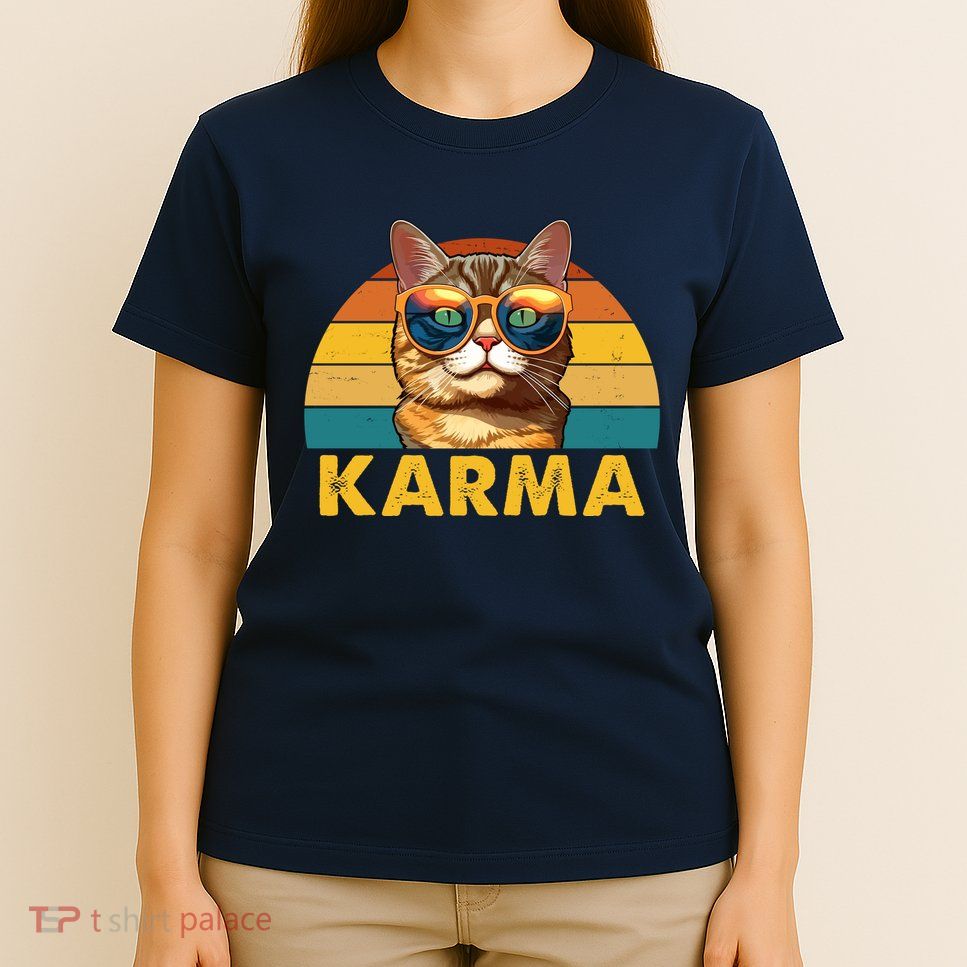 Karma Retro Vintage Sunset Cat T-Shirt