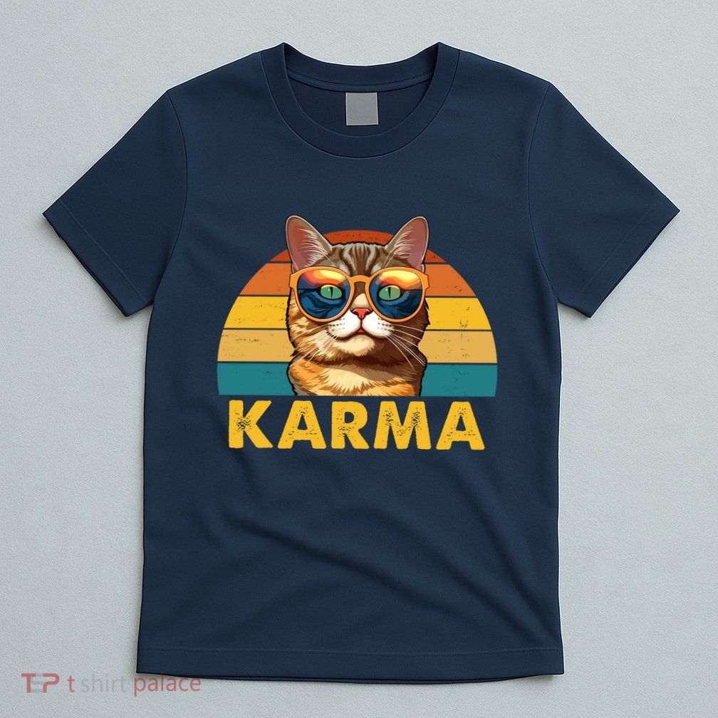 Karma Retro Vintage Sunset Cat T-Shirt
