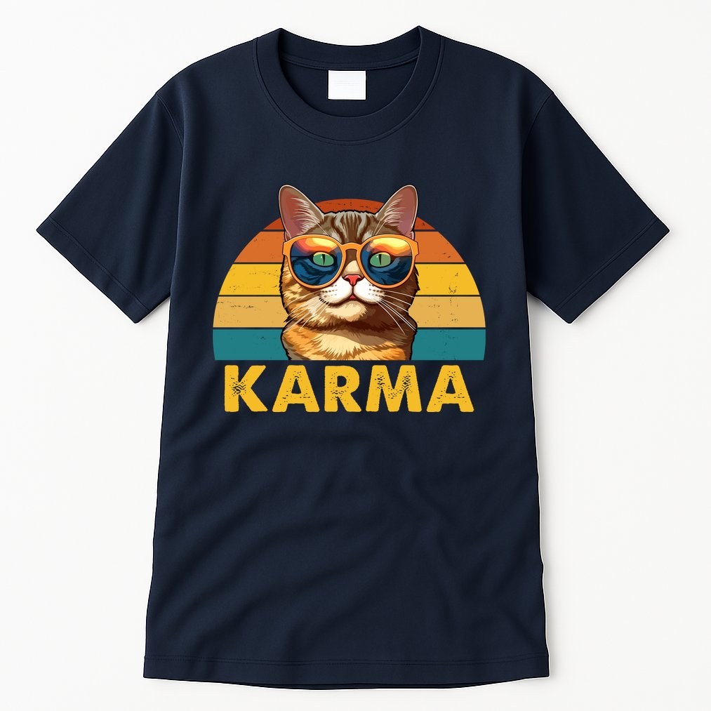 Karma Retro Vintage Sunset Cat Tall T-Shirt