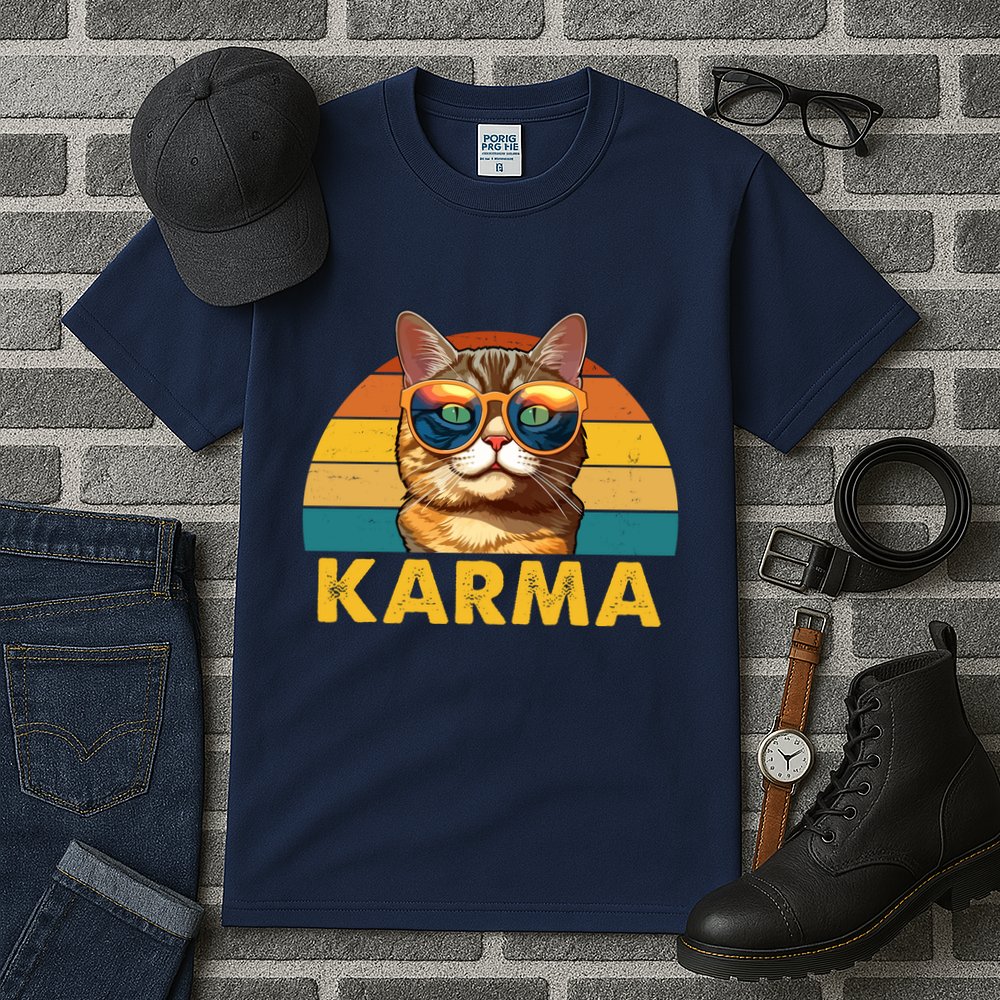 Karma Retro Vintage Sunset Cat Tall T-Shirt