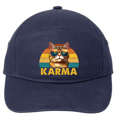 Karma Retro Vintage Sunset Cat 7-Panel Snapback Hat