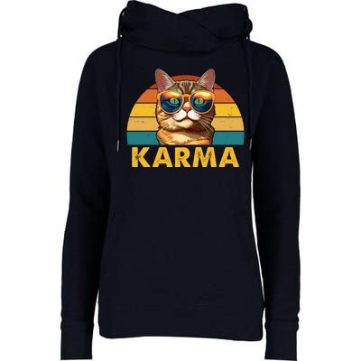 Karma Retro Vintage Sunset Cat Womens Funnel Neck Pullover Hood