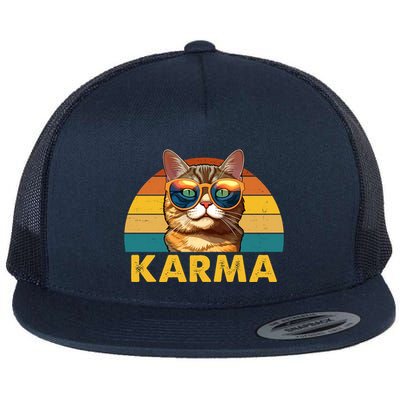 Karma Retro Vintage Sunset Cat Flatbill Hat