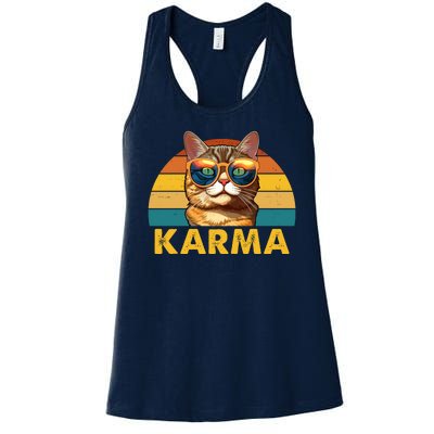 Karma Retro Vintage Sunset Cat Women's Racerback Tank