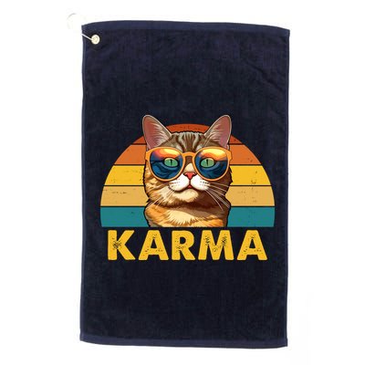 Karma Retro Vintage Sunset Cat Golf Towel