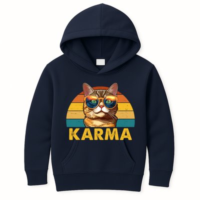 Karma Retro Vintage Sunset Cat Kids Hoodie