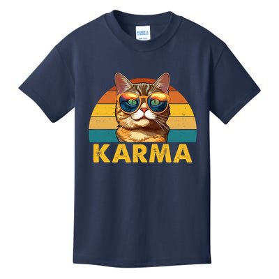 Karma Retro Vintage Sunset Cat Kids T-Shirt
